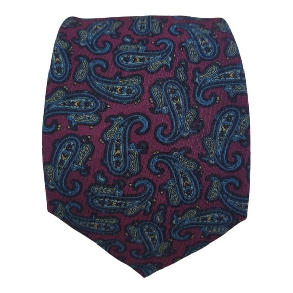 STEFANO RICCI VINTAGE Burgundy Paisley Silk Tie ITALY 57